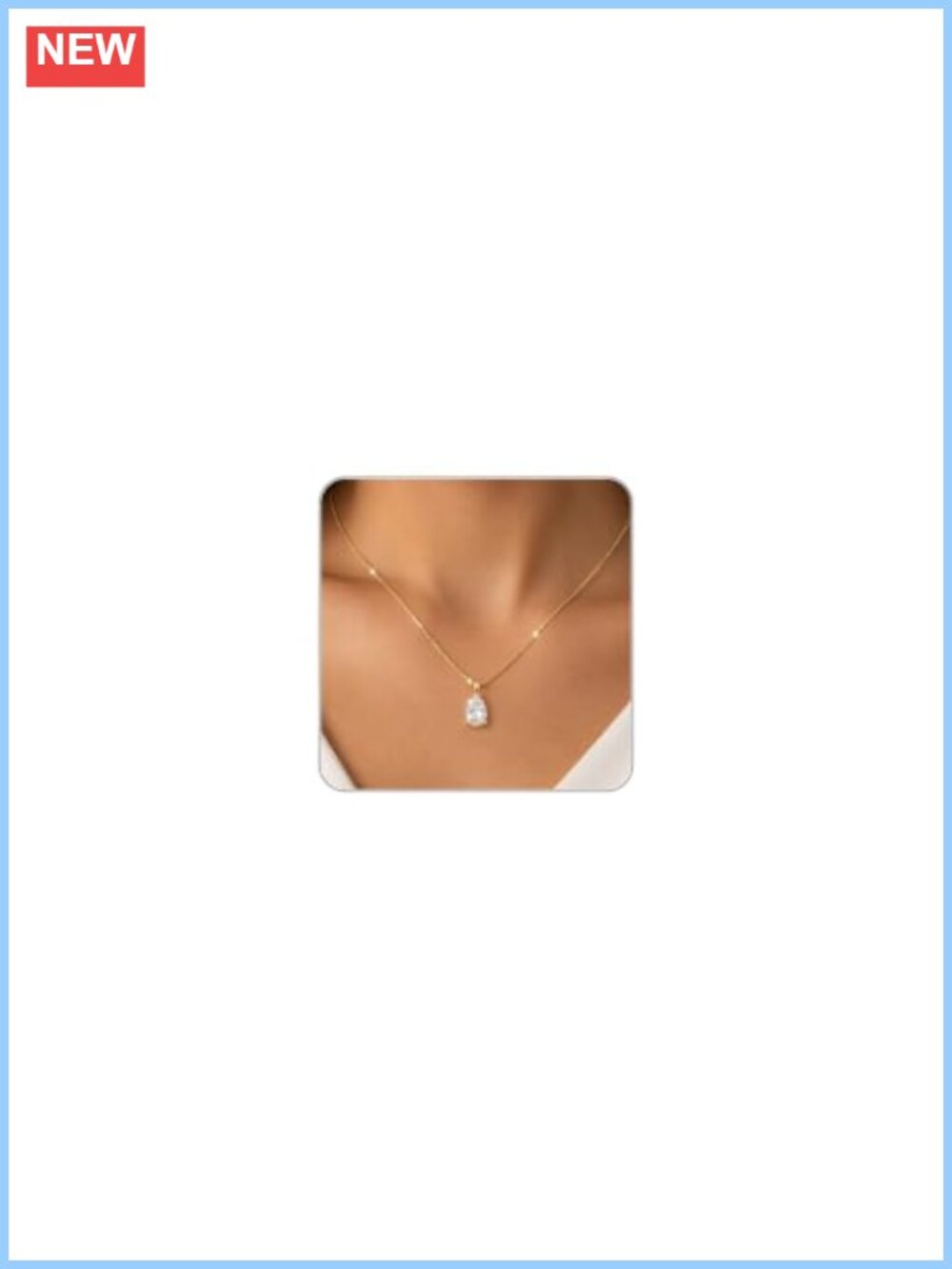 Dainty Cubic Zirconia Pendant Necklace 16.5in Gold Plated Women Jewelry Gift